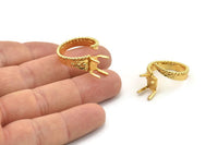 Gold Ring Settings, Gold Plated Brass Claw Rings, Adjustable Rings - Pad Size 6x8mm N2577