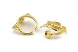 Gold Ring Setting, Gold Plated Brass Adjustable Rings With 1 Stone Settings - Pad Size 6mm N2573