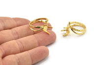Gold Ring Settings, Gold Plated Brass Claw Rings, Adjustable Rings - Pad Size 6mm N2578