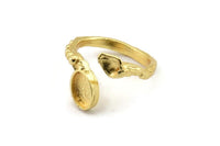 Gold Ring Setting, Gold Plated Brass Adjustable Rings With 1 Stone Settings - Pad Size 6x8mm N2536