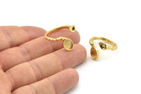 Gold Ring Setting, Gold Plated Brass Adjustable Rings With 1 Stone Settings - Pad Size 6x8mm N2536