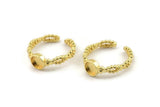 Gold Ring Setting, Gold Plated Brass Adjustable Rings With 1 Stone Settings - Pad Size 6mm N2549