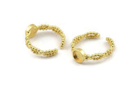 Gold Ring Setting, Gold Plated Brass Adjustable Rings With 1 Stone Settings - Pad Size 6mm N2549