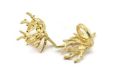 Gold Tree Ring, Gold Plated Brass Tree Ring With 1 Stone Setting - Pad Size 5mm V045