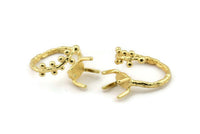 Gold Ring Settings, Gold Plated Brass Claw Rings, Adjustable Rings - Pad Size 6x8mm N2537