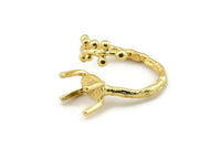 Gold Ring Settings, Gold Plated Brass Claw Rings, Adjustable Rings - Pad Size 6x8mm N2537