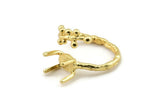 Gold Ring Settings, Gold Plated Brass Claw Rings, Adjustable Rings - Pad Size 6x8mm N2537