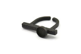 Black Ring Settings, Oxidized Black Brass Adjustable D Shape Rings - Pad Size 8mm N1060