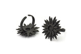 Black Ring Settings, Oxidized Black Brass Adjustable Sunflower Ring - Pad Size 6mm N0739