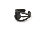 Siyah Yüzük Ayarı, 1 Taş Ayarlı Oksitlenmiş Siyah Pirinç Ayarlanabilir Yüzük - Ped Boyutu 8x6mm N1264