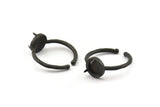 Black Ring Settings, 2 Oxidized Black Brass Adjustable 3 Claw Ring - Ring Stone Setting - Pad Size 6mm N1299