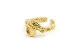Gold Ring Setting, Gold Plated Brass Adjustable Rings With 1 Stone Settings - Pad Size 6mm N2532