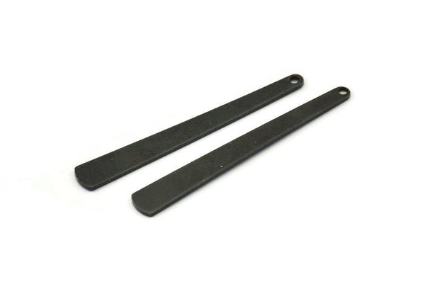 Black Necklace Bar, 8 Oxidized Black Brass Stamping Necklace Blanks With 1 Hole (43x6x3x0.80mm) D0583