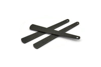 Black Necklace Bar, 8 Oxidized Black Brass Stamping Necklace Blanks With 1 Hole (43x6x3x0.80mm) D0583