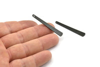 Black Necklace Bar, 8 Oxidized Black Brass Stamping Necklace Blanks With 1 Hole (43x6x3x0.80mm) D0583