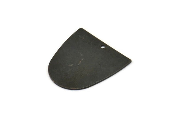 D Shaped Charm, 6 Oxidized Black Brass D Shaped Connectors With 1 Hole, Earrings, Findings (20x20x0.50mm) D0700