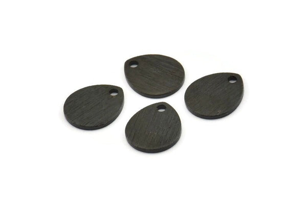 Siyah Damla Charm, 1 Delikli 6 Dokulu Oksitlenmiş Siyah Pirinç Damla Charm, Damgalama Boşlukları (12x0,70 mm) M01852