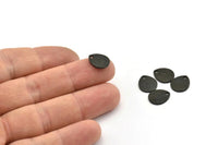 Siyah Damla Charm, 1 Delikli 6 Dokulu Oksitlenmiş Siyah Pirinç Damla Charm, Damgalama Boşlukları (12x0,70 mm) M01852