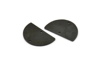 Semi Circle Charm, 6 Oxidized Black Brass Half Moon Blanks With 2 Hole, Earrings, Pendants (21x13x0.80mm) D0785