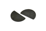Semi Circle Charm, 6 Oxidized Black Brass Half Moon Blanks With 2 Hole, Earrings, Pendants (21x13x0.80mm) D0785