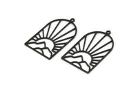 Siyah Güneş Tılsımı, 1 Döngülü 4 Oksitlenmiş Siyah Pirinç Dağ Tılsımı, Güneşin Doğuşu Tılsımları, Buluntular (32x20x0,60 mm) A6357