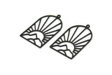 Siyah Güneş Tılsımı, 1 Döngülü 4 Oksitlenmiş Siyah Pirinç Dağ Tılsımı, Güneşin Doğuşu Tılsımları, Buluntular (32x20x0,60 mm) A6357