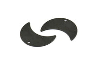 Black Moon Charm, 8 Oxidized Black Brass Moon Charms with 1 Hole, Pendants, Earrings (22x10x0.50mm) D0750