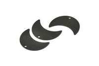 Black Moon Charm, 8 Oxidized Black Brass Moon Charms with 1 Hole, Pendants, Earrings (22x10x0.50mm) D0750