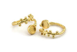 Gold Ring Setting, Gold Plated Brass Adjustable Rings With 1 Stone Settings - Pad Size 6mm N2533