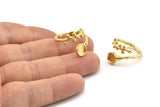 Gold Ring Setting, Gold Plated Brass Adjustable Rings With 1 Stone Settings - Pad Size 6mm N2533