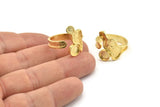 Gold Ring Setting, Gold Plated Brass Adjustable Rings With 1 Stone Settings - Pad Size 6mm N2545