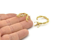 Gold Ring Settings, Gold Plated Brass Claw Rings, Adjustable Rings - Pad Size 6mm N2550