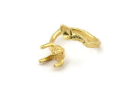 Gold Ring Settings, Gold Plated Brass Claw Rings, Adjustable Rings - Pad Size 6mm N2565