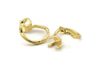 Gold Ring Settings, Gold Plated Brass Claw Rings, Adjustable Rings - Pad Size 6mm N2565