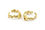 Gold Ring Setting, Gold Plated Brass Adjustable Rings With 1 Stone Settings - Pad Size 6mm N2538