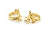 Gold Ring Settings, Gold Plated Brass Claw Rings, Adjustable Rings - Pad Size 6mm N2534