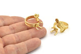 Gold Ring Settings, Gold Plated Brass Claw Rings, Adjustable Rings - Pad Size 6mm N2534