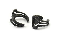 Black Ring Setting, Oxidized Black Brass Adjustable Ring With 1 Stone Settings - Pad Size 6mm N1265