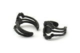 Black Ring Setting, Oxidized Black Brass Adjustable Ring With 1 Stone Settings - Pad Size 6mm N1265