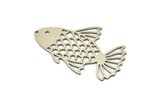 Steel Fish Charm, Stainless Steel Fish Charms With 1 Hole (50x31x0.80mm) SMP1618