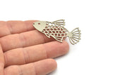 Steel Fish Charm, Stainless Steel Fish Charms With 1 Hole (50x31x0.80mm) SMP1618