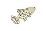 Steel Fish Charm, Stainless Steel Fish Charms With 1 Hole (50x31x0.80mm) SMP1618