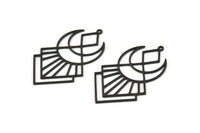 Siyah Elmas Tılsım, 1 Halkalı 2 Oksitlenmiş Siyah Pirinç Hilal Tılsımı, Bulgular (42x25x0,60 mm) SMP1068 A6018