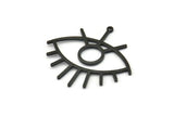Black Eye Charm, 4 Oxidized Black Brass Eye Charms With 1 Loop (36x33x1mm) D992