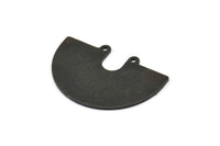 Semi Circle Charm, 2 Oxidized Black Brass Semi Circle Charm Pendants With 2 Holes (33x22x0.80mm) D0669
