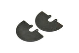 Semi Circle Charm, 2 Oxidized Black Brass Semi Circle Charm Pendants With 2 Holes (33x22x0.80mm) D0669