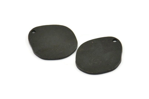 Black Pear Charms, 4 Oxidized Black Brass Pear Shaped Stamping Blanks With 1 Hole, Earrings, Findings (21x18x1mm) D0747