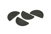 Semi Circle Charm, 8 Oxidized Black Brass Half Moon Blanks With 2 Holes, Findings, Pendants (22x12x1mm) D933