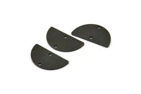 Semi Circle Charm, 8 Oxidized Black Brass Half Moon Blanks With 2 Holes, Findings, Pendants (22x12x1mm) D933