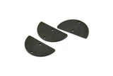 Semi Circle Charm, 8 Oxidized Black Brass Half Moon Blanks With 2 Holes, Findings, Pendants (22x12x1mm) D933